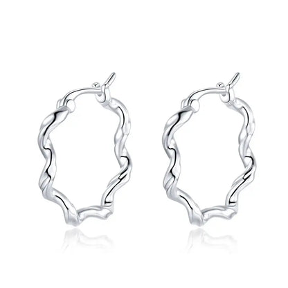 925 Sterling Silver European Simple CZ Ear Buckles Heart Hoop Earrings for Women Wedding Gift Minimalism Jewelry E737