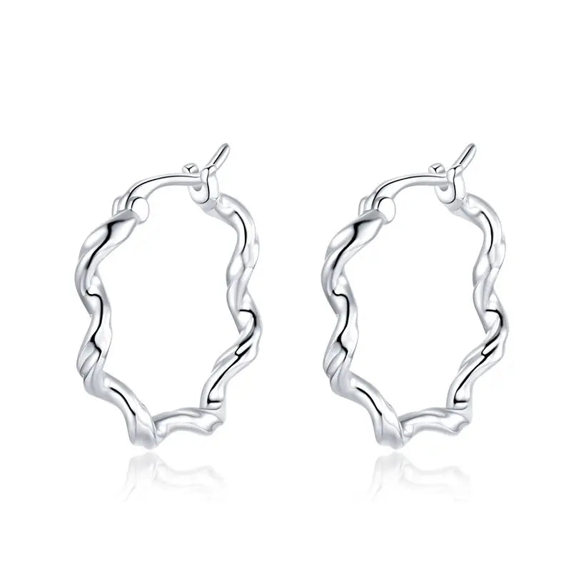 925 Sterling Silver European Simple CZ Ear Buckles Heart Hoop Earrings for Women Wedding Gift Minimalism Jewelry E737