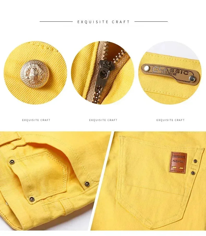 Autumn Jeans Men's New Brand Clothing Fashion Stretch Denim Pants Straight Trousers Male Red Lake Blue Yellow Trousers