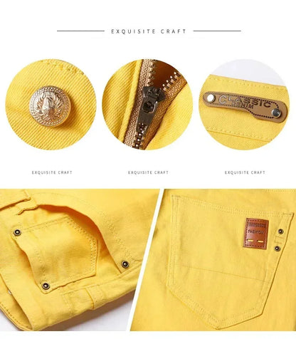 Autumn Jeans Men's New Brand Clothing Fashion Stretch Denim Pants Straight Trousers Male Red Lake Blue Yellow Trousers