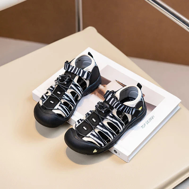 Boys Girls Casual Toes Capped Shoes Soft Sole Kids Sport Sandals Non-slip Children Summer Beach Shoes Classic Pull Rope 2025 New