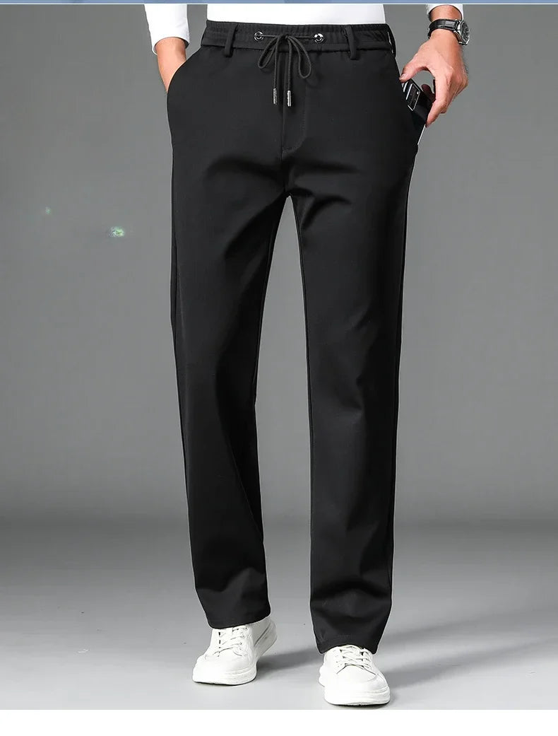 Men's Stretch Casual Pants Autumn Elastic Waist Straight Jogger Sweatpants Korean Business Classic Brand Trousers Male Clothing