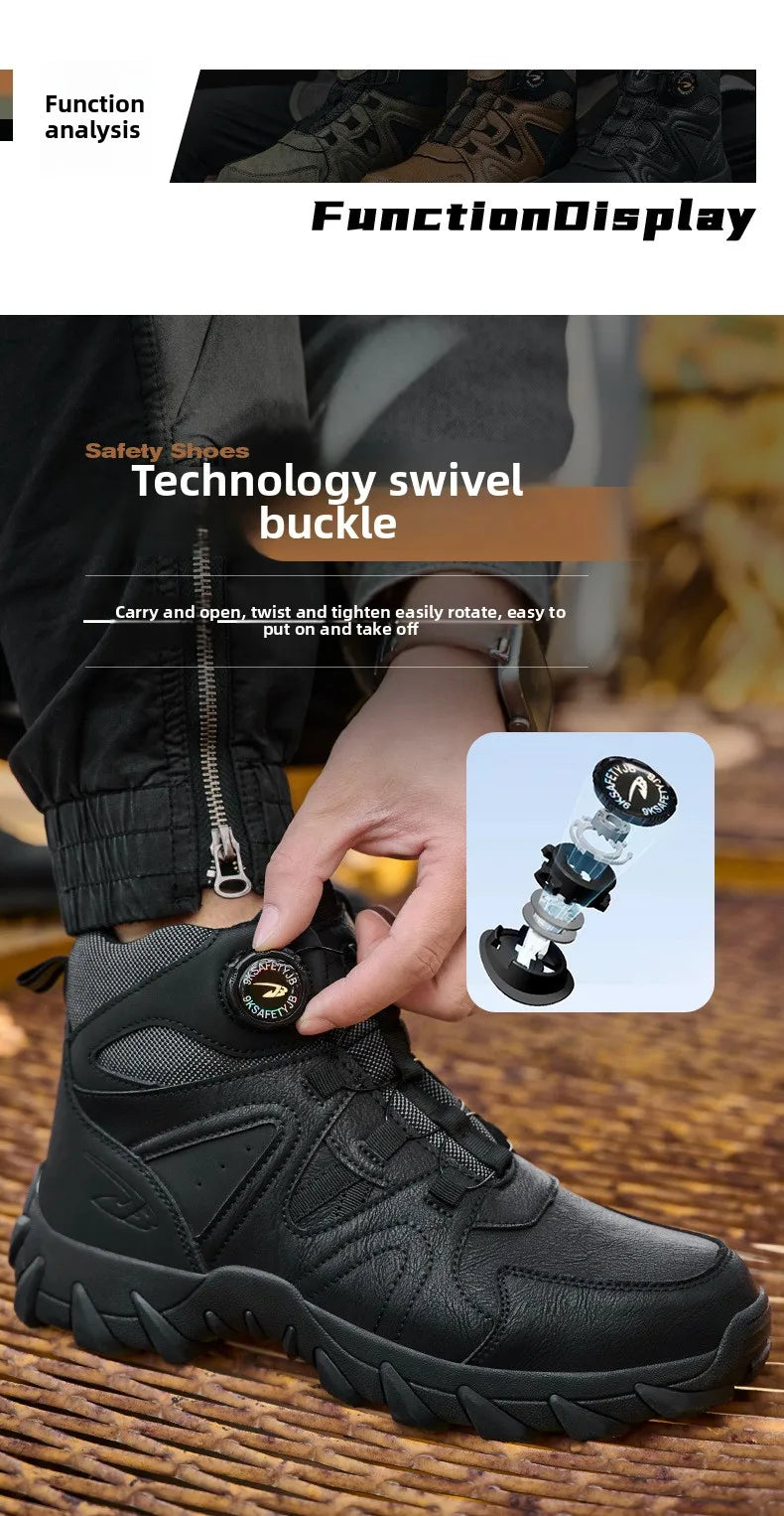 Work Safety Shoes Smash-proof and Puncture-proof Sports Safety Shoes Outdoor Mountaineering Wear-resistant Steel Boots