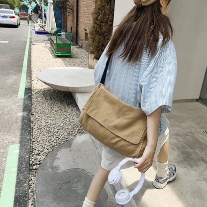 Women's Messenger Bag Vintage Handbag Canvas Teenager Shoulder Tote Bags Casual Handbag Crossbody Bag