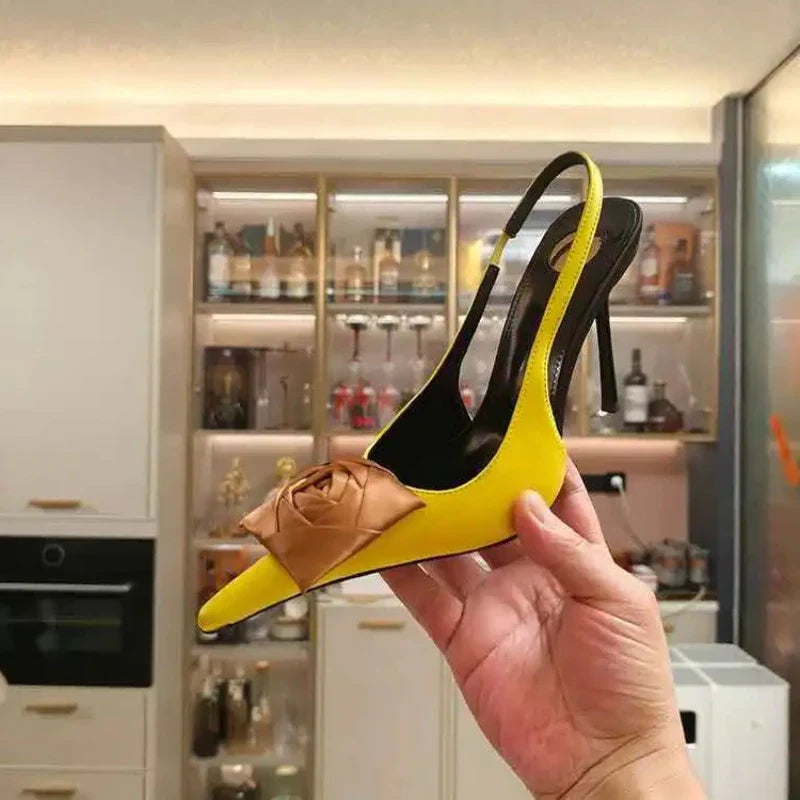 Ladies' Springand SummerStiletto Heelswith PointedPoints AndHollow OutBanquet Shoes,European AndAmerican SexyRose Fashion Shoes