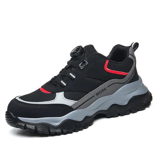 Men's Work Safety Boots Steel Toe Shoes Indestructible Shoes Puncture-Proof Work Boots Kevlar fabric Rotating Button Shoes