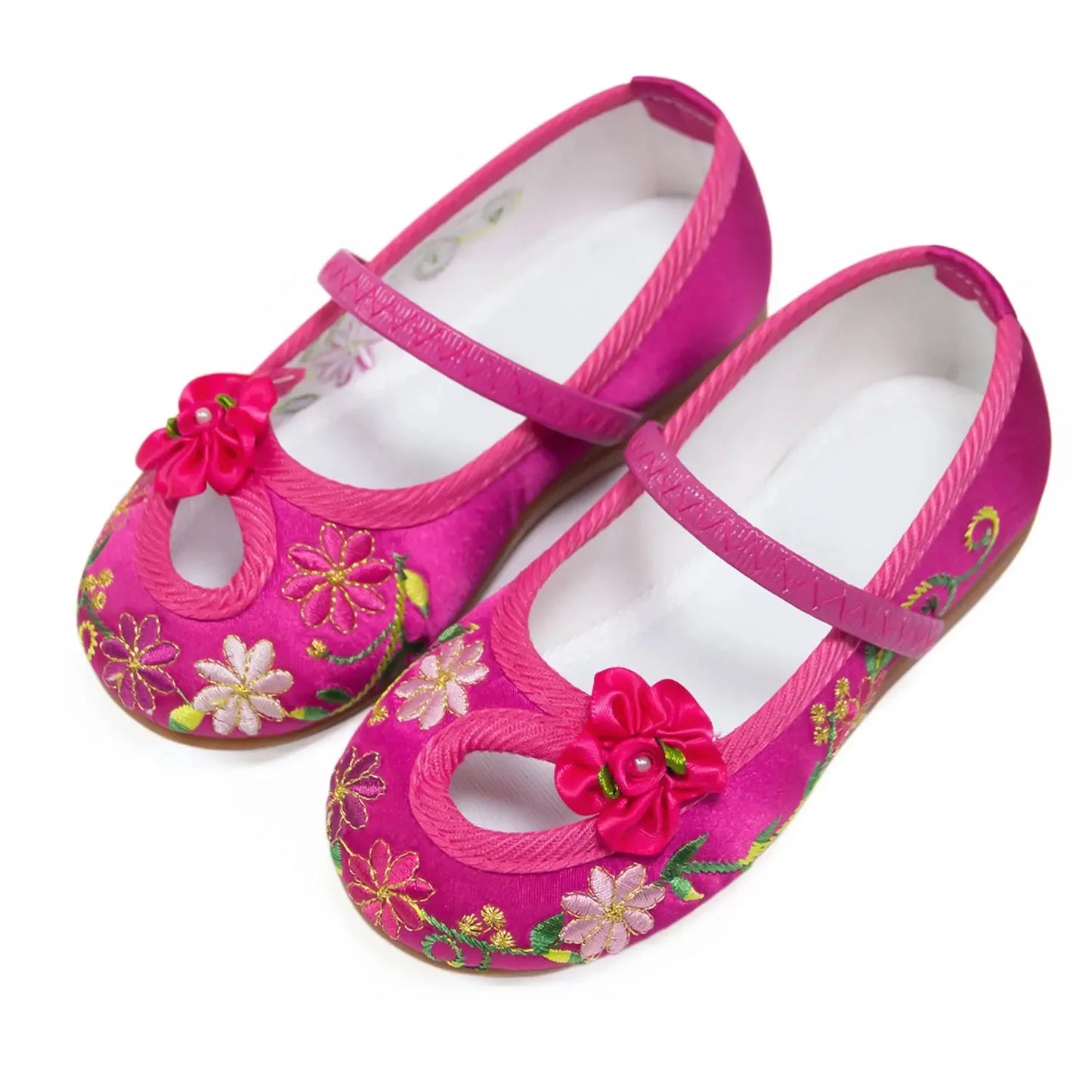 Girls Embroidery Floral Shoes Encanto Mirabel Princess Shoes Baby Vintage Ballerina Flats Comfortable Anti-slid Low Heel Flats