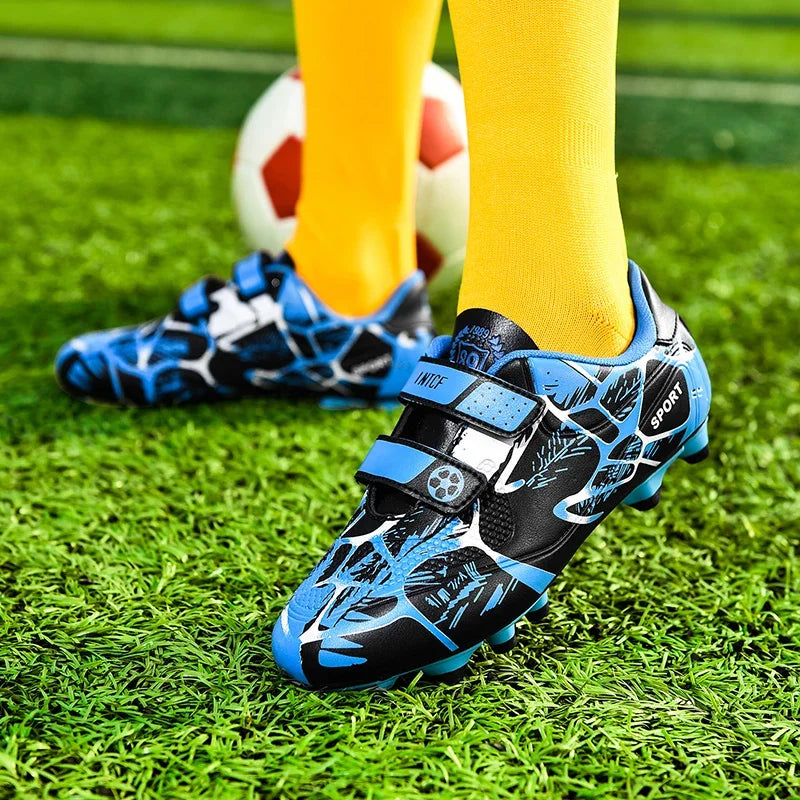 Kids Soccer Shoes Outdoor Non-Slip Football Sports Shoes Boy Training Shoes Child HOOK&LOOP Lightweight Children's Soccer Cleats