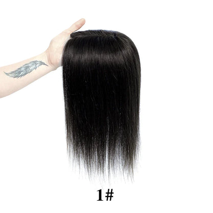 12x13cm Human Hair Toppers with Bangs Black Brown Clip in Hair Toupee for Women Skin Scalp Clip in Remy Hair Pieces