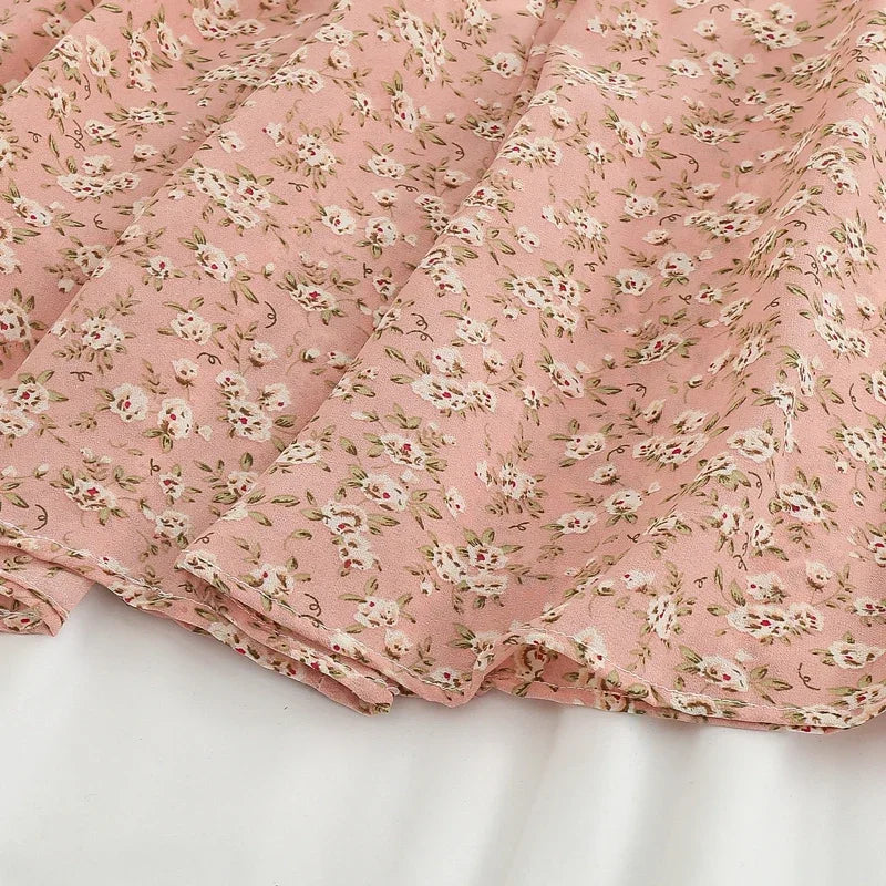 Women's Summer Skirts Vintage Floral Printed Chiffon Skirts High-waisted Elastic Waist Relaxed Mid-length Skirts Beach Skirts