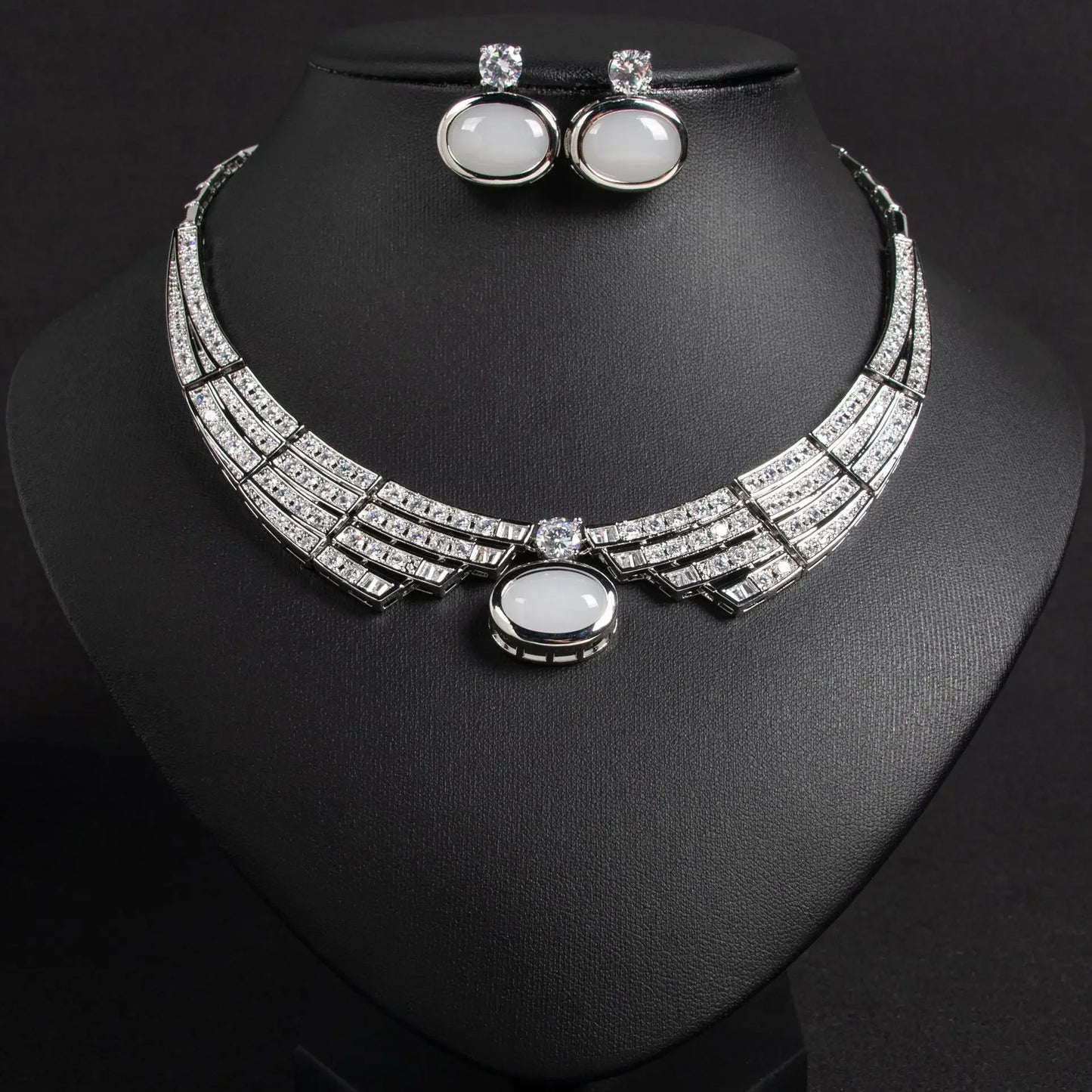Pop Hot Stereo Jewelry Oil Painting Necklace Earrings Premium Multi-Color 2-Piece Wedding Travel Women's Holiday Gift M-1000