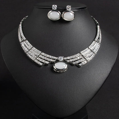 Pop Hot Stereo Jewelry Oil Painting Necklace Earrings Premium Multi-Color 2-Piece Wedding Travel Women's Holiday Gift M-1000