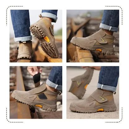 Welding Safety Shoes - Anti-Scald Steel Toe Boots for Men/Women, Anti-Smash & Puncture Proof, Wear-Resistant Suede Work Shoes