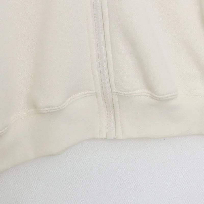 Cute Marie Cat Fleece Hooded Sweatshirt Winnie the Pooh Embroidery Zip Up Hoodies Jacket Women Casual Cartoon Jumper Top