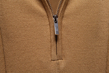 Men's Solid Color Sport Zipper Polo Shirt Athletic Social Polo Shirts for Men Office Slim Fit Polo