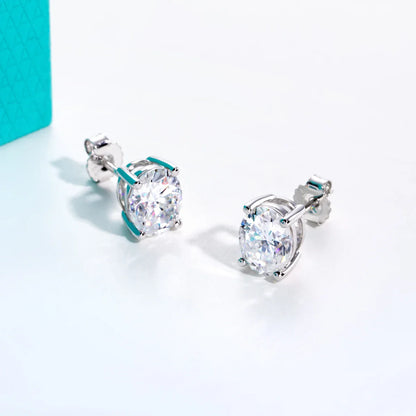 1cttw-6cttw Oval Moissanites Earrings 925 Sterling Silver D Color VVS1 Moissanite Classic Stud Earrings for Woman