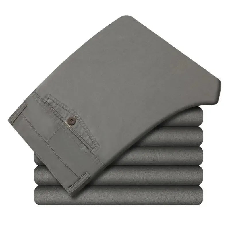 Men's Classic 100% Cotton Summer Thin Pant Autumn Thick Casual Bland High Waist Trousers Business Office Cargo Pants GOZBKF