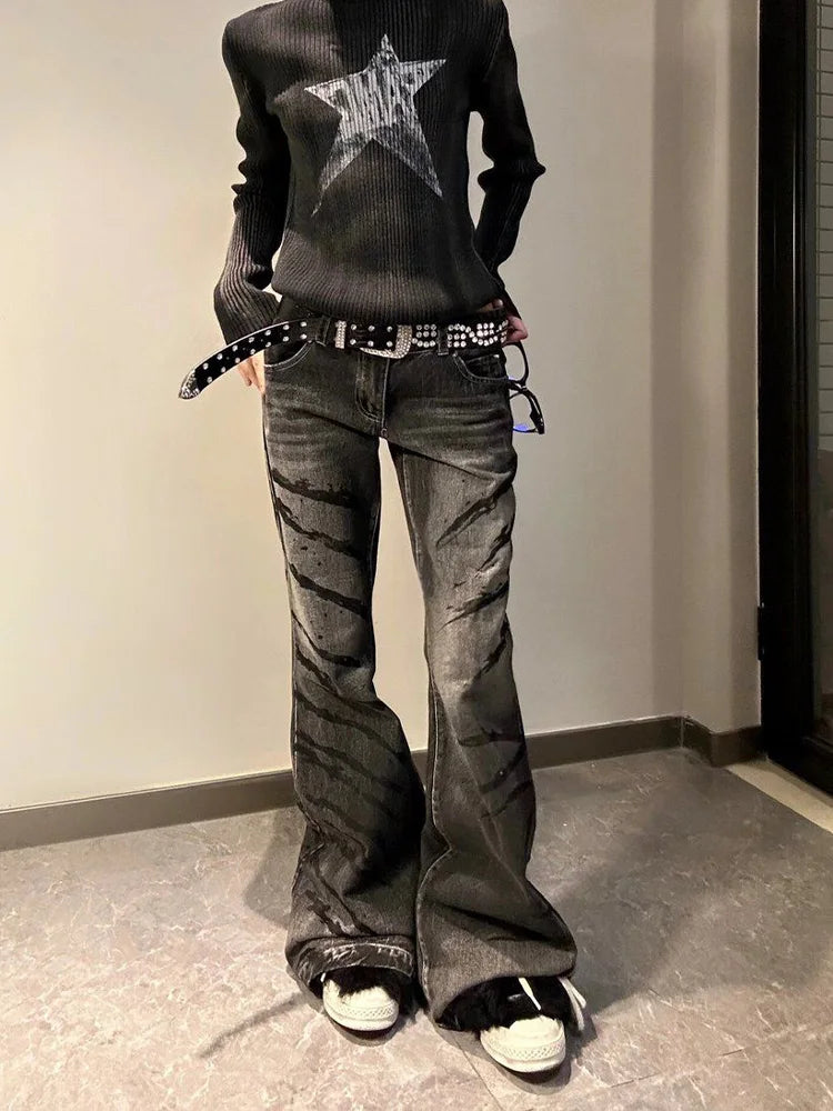 Washed Jeans for Women Y2k Fashion High Waist Wide Leg Jeans
