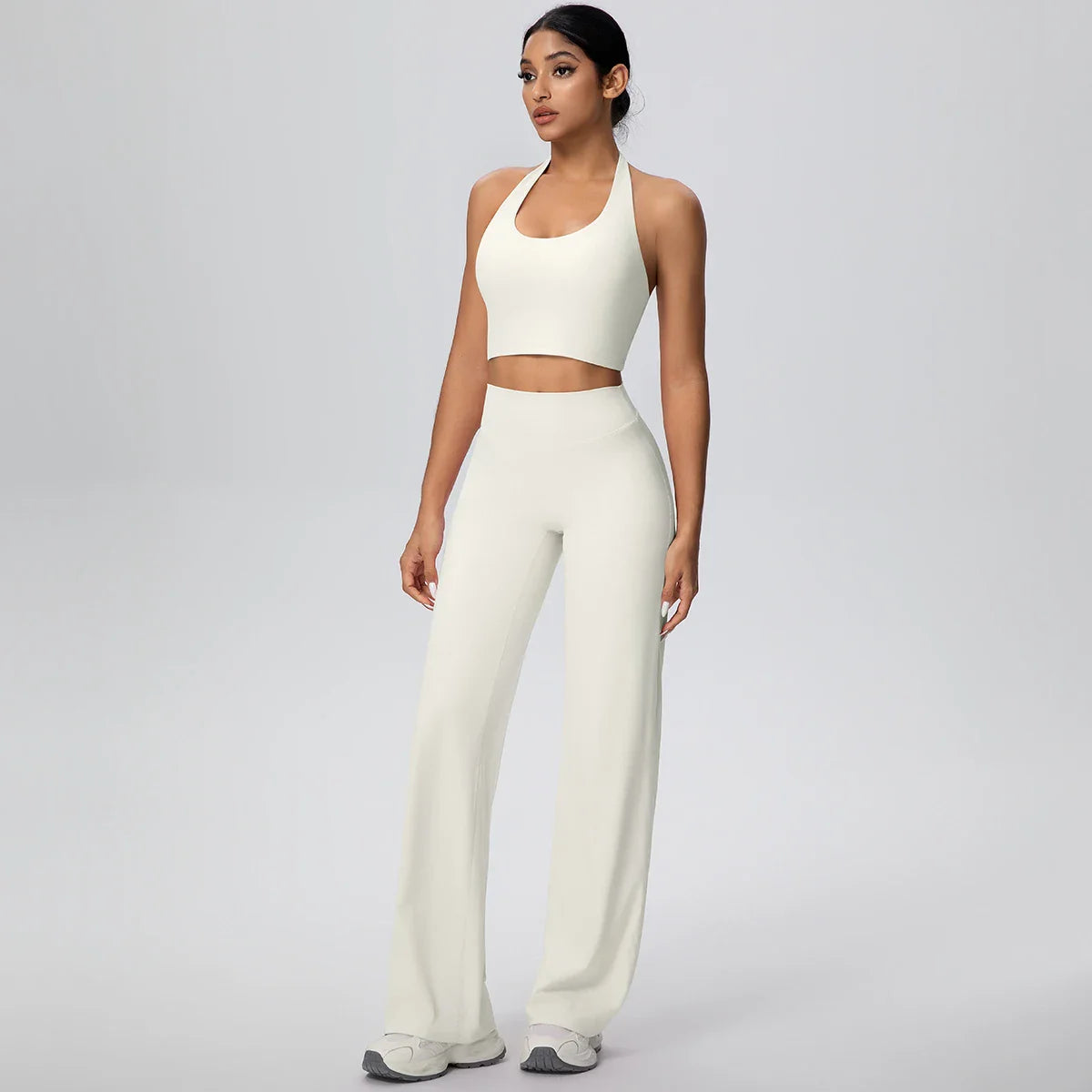 2PCS Woman Backless Hanging Neck Bra and Pants Yoga Set Summer Breathable Gym Sports Running Workout Top Hot Sales Yoga Set