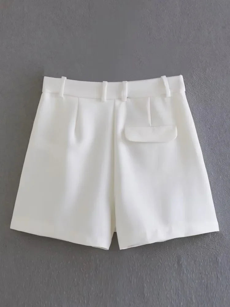 Female Shorts Black Pink Shorts Woman Summer 2024 Pleated Baggy White Shorts For Women Casual High Waist Short Pants