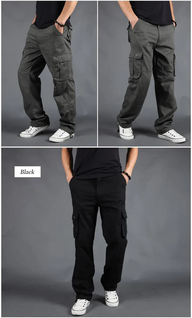 Men's Pants Large Size Multi-pocket Loose Overalls Outdoor Sports Training Jogging Casual Pants Loose And Comfortable