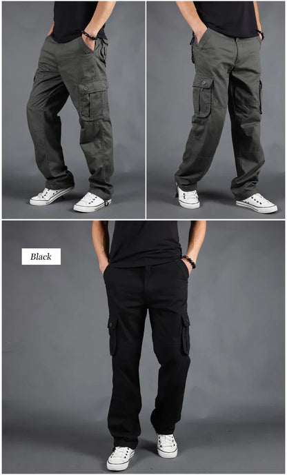 Men's Pants Large Size Multi-pocket Loose Overalls Outdoor Sports Training Jogging Casual Pants Loose And Comfortable