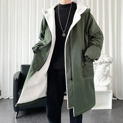 2025 Casaco de Inverno Masculino Grosso com Capuz de Alta Qualidade Trench Coat Masculino Corta-vento Moda Jaquetas Casuais Hip Hop Streetwear Casaco S-3XL