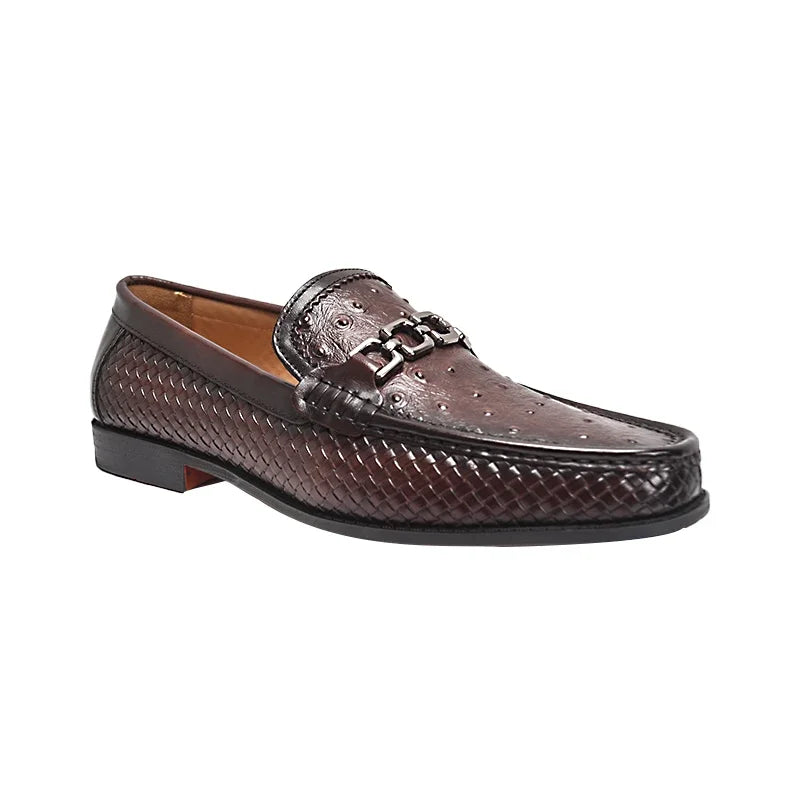Men's Pointed Toe Formal Leather Shoes Non-Slip Comfortable Handmade Military Style Banquet Shoes with Metal Buckles