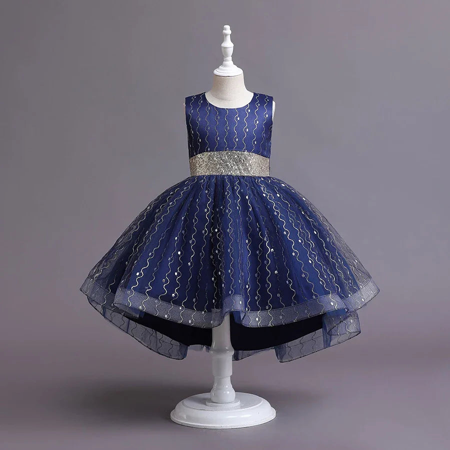 Summer Children's Wedding Celebration Party Evening Dress Sleeveless Sequins Formal Ball Birthday Party Girl Princess Dress