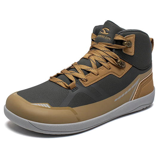 Unisex Mid Top Barefoot Shoes Mens Womens Wide Toe Artificial Leather Hiking Boots Outdoor Non-Slip Trail-Running Shoes