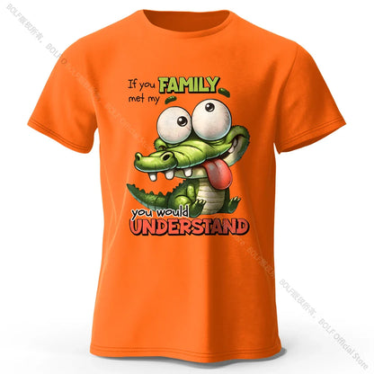 Cartoon Alligator Print 100% Cotton T-Shirt, Soft & Breathable Round Neck Short Sleeve Tee, Unisex Fun & Quirky Style