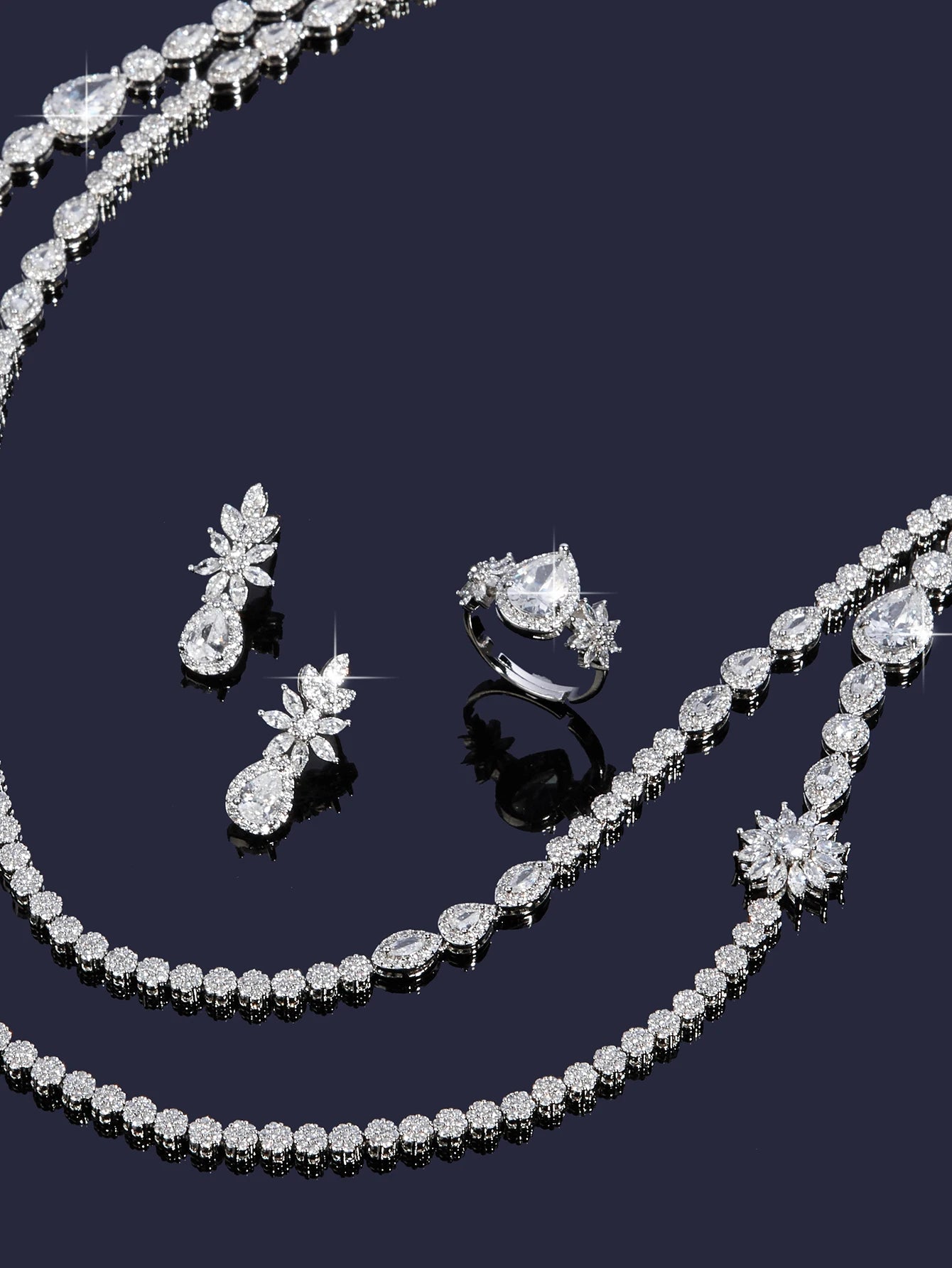 Trendy Sweater Cubic Zircon Long Chian Necklace Jewelry Sets for Women Party Luxury Wedding Bridal Jewellery Accessories