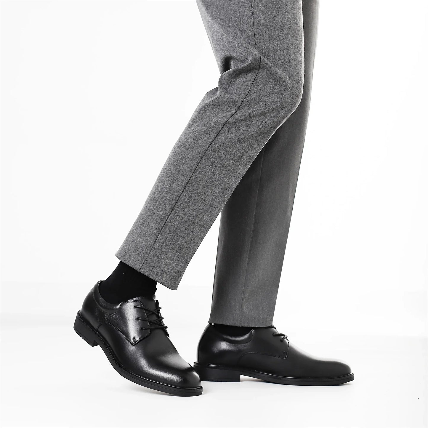 Men's Black Formal Dress Shoes Genuine Cow Leather Derby Shoes Pigskin Lined Ultra Soft Rubber Sole Formal Footwear