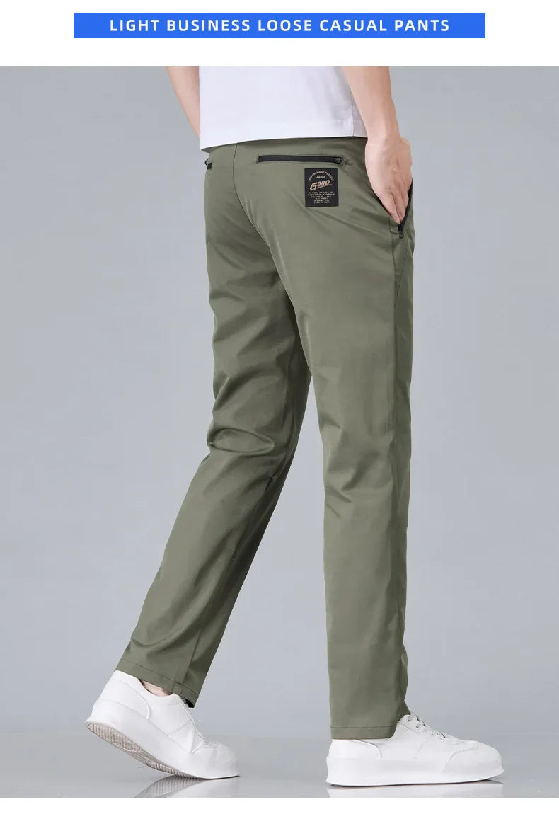 Fashion New in Men's Casual Pants Straight Slim Thin Korean Breathable Comfortable Brand Male Clothing Summer Trousers