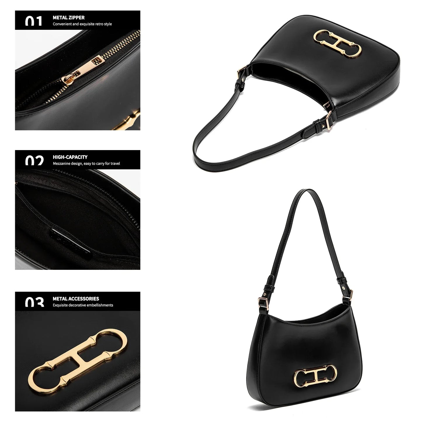 Retro Style Pure Colour Design Fashion Classic Women's Handbag Leisure Simple Match Women's Shoulder Bag