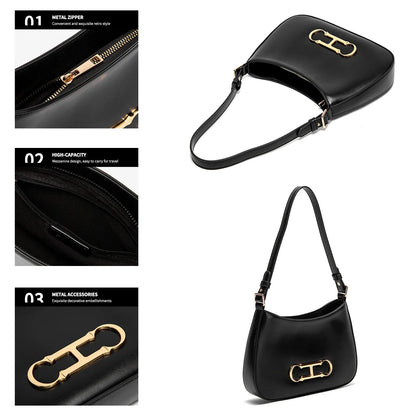 Retro Style Pure Colour Design Fashion Classic Women's Handbag Leisure Simple Match Women's Shoulder Bag