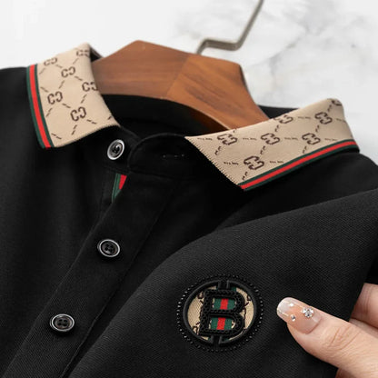 Men's short sleeved summer polo shirt high-end design exquisite smooth silk breathable wrinkle resistant hot selling T-shirt