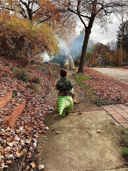 New Hot Sale Funny Child Adult Inflatable Riding Green Dinosaur Cosplay Costume Kids Fancy Dress Halloween Holiday Theme Party