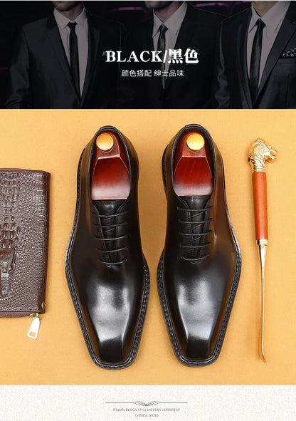 Luxury Brand Mens Oxford Leather Shoes Black Brown Handmade Lace Up Pointed Toe Dress Shoes Wedding Office Business Formal Shoes
