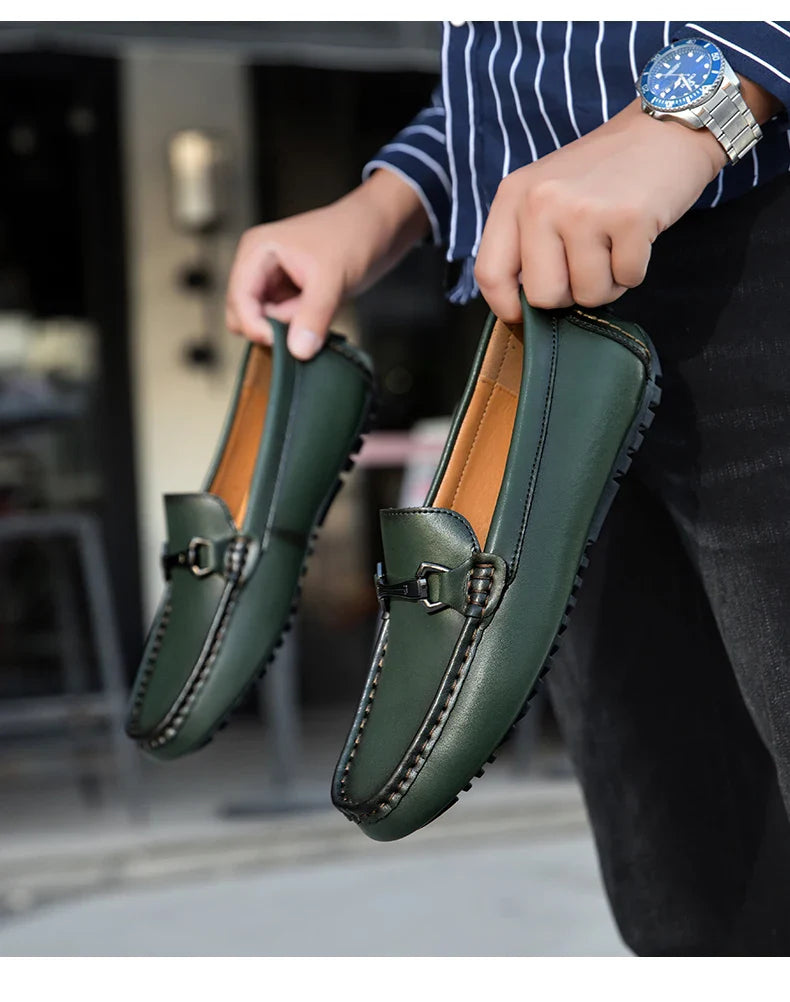 Genuine Leather Men Casual Shoes Luxury Brand Mens Loafers Moccasins Breathable Slip on Italian Driving Shoes Chaussure Homme