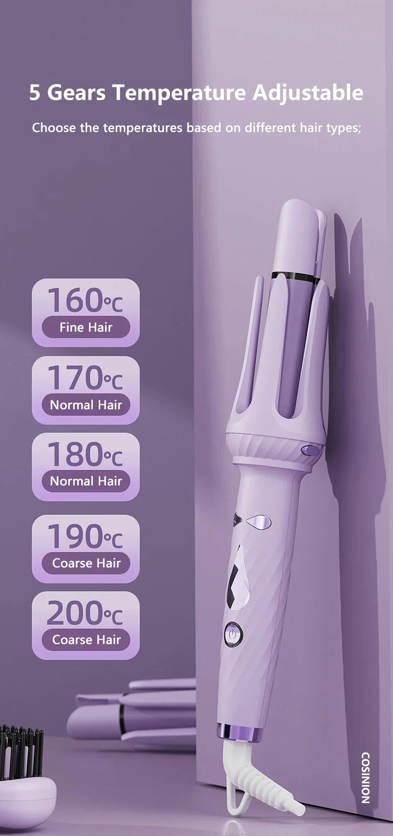3 IN 1 Negative Ions 28mm & 32mm Roll Automatic Hair Curler Heating Straight Hair Comb Electric Ceramic Curling Iron Hair Stick