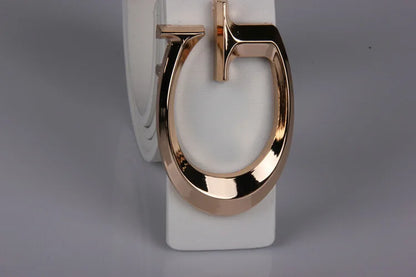 Men's and Women's Casual Fashion Belt  Korean Version Gold Buckle Belt Trendy I-shaped Buckle Belt