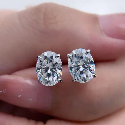 3carat Oval Cut Moissanite Solitaire Diamond Stud Earrings for Women Men 925 Sterling Silver Plated 18k Yellow Gold Ear Studs