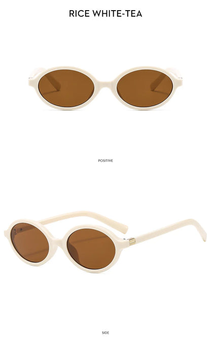 New Oval sunglasses For women Fashion Brand Black Small Frame Sun Glasses Female Retro Clear Lenses Eyewear Lady Trendy UV400