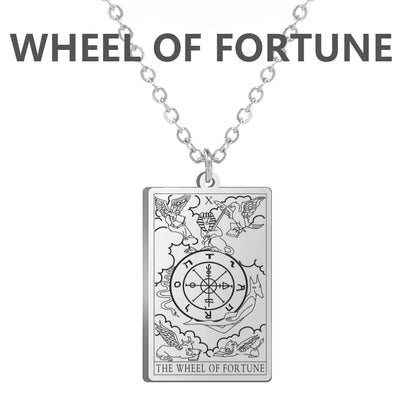 Tarot Cards Necklace Women Stainless Steel Necklace Wealth Amulet Classic Tarot Major Arcana Divination Charm Jewelry