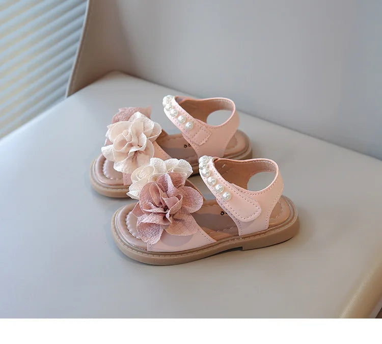Korean Style Summer Sandals for Girls Flowers in Full Bloom Children's Beach Shoes Flexible Soft-sole Kid's Girl Sandals I060683