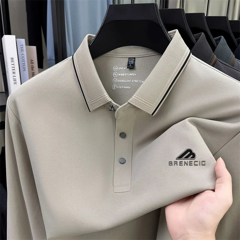 Men's long sleeved T-shirt shirt collar polo shirt 2025 spring autumn new casual wear horse logo