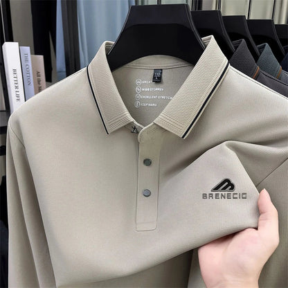Men's long sleeved T-shirt shirt collar polo shirt 2025 spring autumn new casual wear horse logo