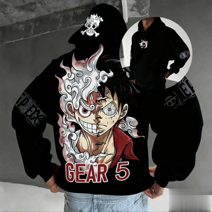 Anime Hoodie Men Women One Piece Luffy Gear 5 Nika Streetwear Casual Pullover Sweatshirt Long Sleeve Tops Autumn Winter Fashion