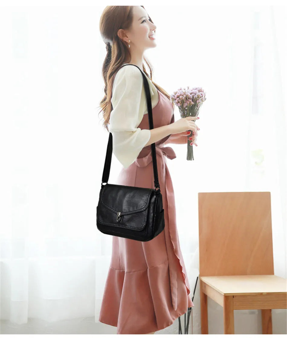 Vintage Soft Leather Femmels' Shoulder Bags Luxury Handbags Women's Packet New Designer Small Crossbody Bag 2024 Sac a Femme